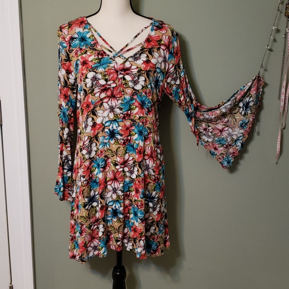 Floral boho tunic top
